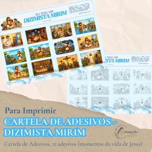 Cartela de Adesivos Dizimista Mirim | 12 Adesivos Católicos em PDF
